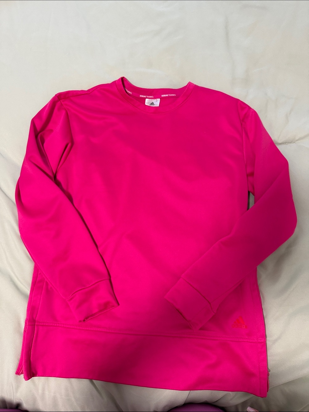 adidas women’s  Long Sleeve Crew Sweatshirt in Hot Pink